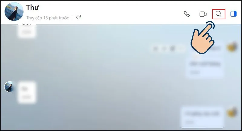 Chon vao bieu tuong kinh lup de bat dau tim kiem tin nhan Zalo tren may tinh.