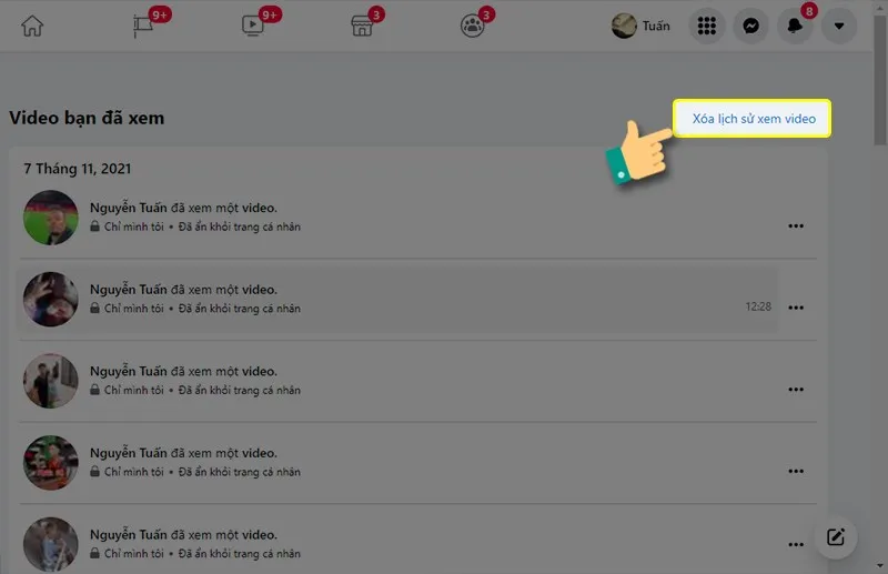 Thông báo xác nhận cuối cùng trước khi xóa toàn bộ lịch sử hoạt động trên tài khoản Facebook