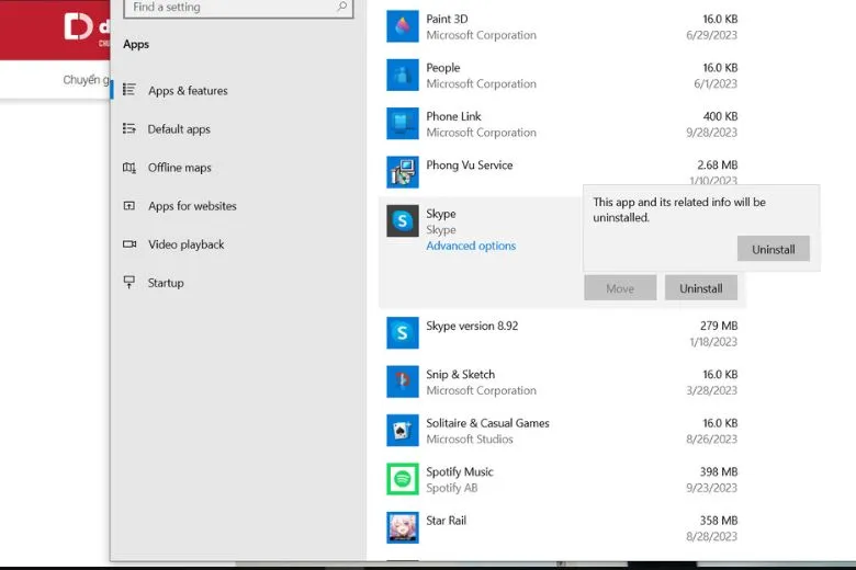Thực hiện thao tác Uninstall để gỡ cài đặt phần mềm không cần thiết