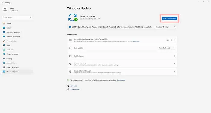 Giao diện Windows Update, tương tự như việc cập nhật các thư viện Codec hoặc phần mềm chỉnh sửa video