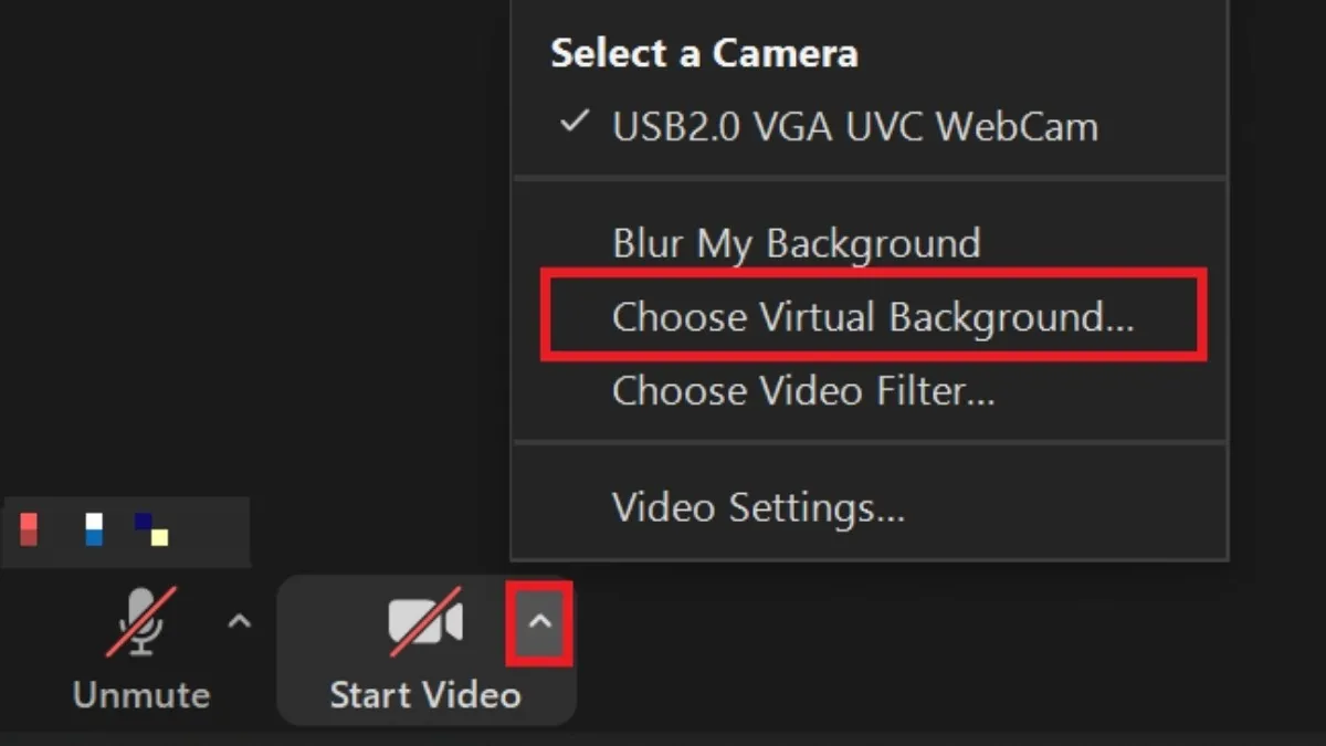 Thay đổi hình nền ảo trong cuộc họp Zoom bằng tùy chọn Choose Virtual Background.