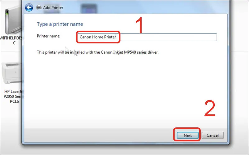 Đặt một tên dễ nhớ cho máy in sau khi đã thiết lập kết nối