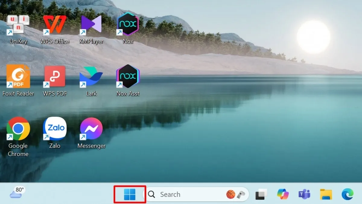 Nhấn vào Menu Start