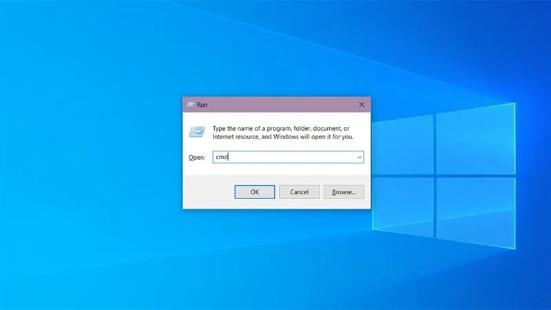 Hộp thoại Run để mở Command Prompt (cmd) cho phương pháp nâng cao
