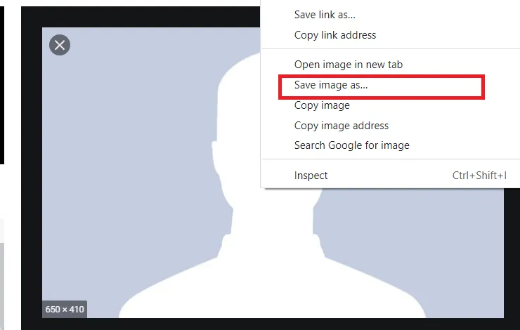 Minh họa nút "Xóa" trên menu tùy chọn của ảnh đại diện
