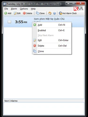 Chỉnh sửa giờ báo thức đã tạo trong tab Alarm của ứng dụng
