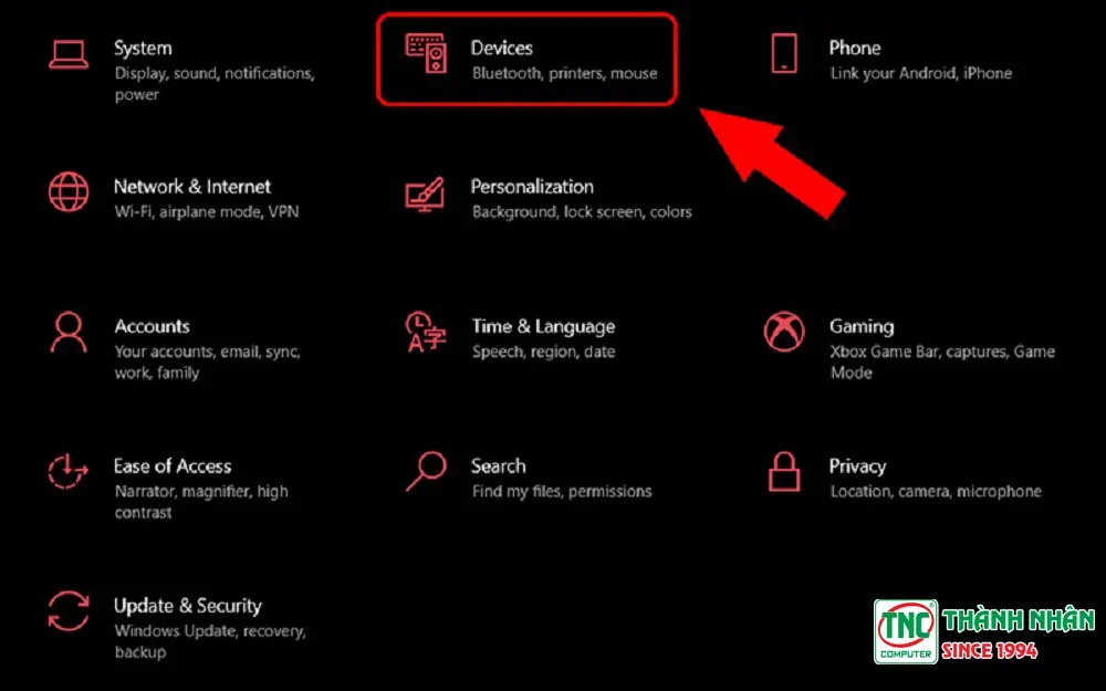 Truy cập cài đặt chuột máy tính HP trên Windows Settings