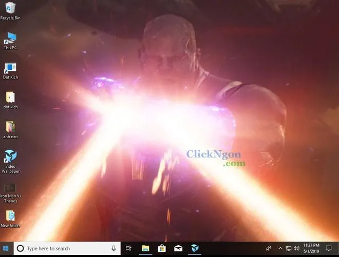 Hiển thị màn hình Desktop đã được áp dụng video làm hình nền động.
