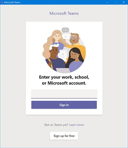 Đăng nhập tài khoản Microsoft Teams trên ứng dụng