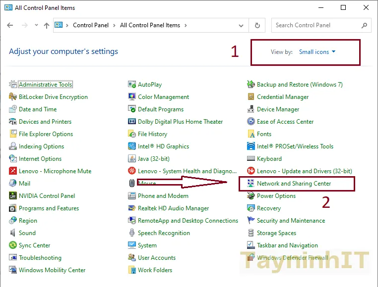 Mở Network And Sharing Center Để Thay Đổi Cài Đặt Mạng Và Cấu Hình IP