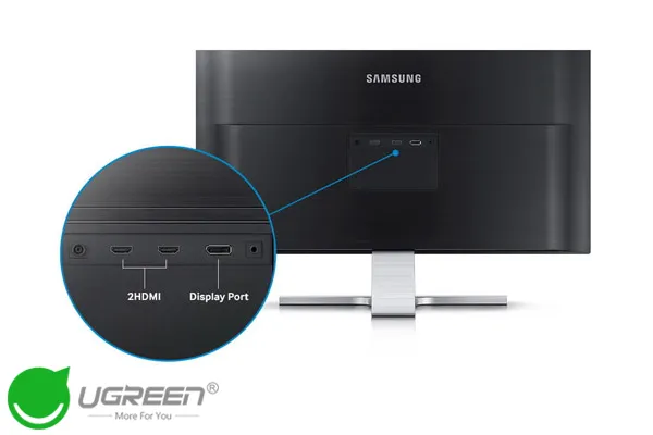 Cổng DisplayPort trên màn hình, cần bộ chuyển đổi HDMI to DisplayPort nếu máy tính không có cổng DP