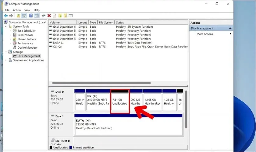 Hoàn thành cách chia ổ đĩa trên hệ thống máy Win 11