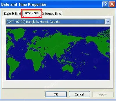 Chọn múi giờ chuẩn cho Việt Nam trên Windows XP