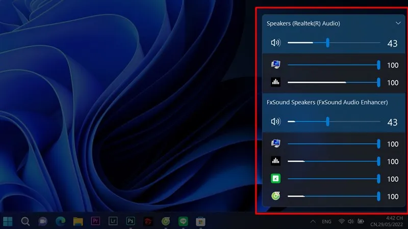 Menu điều chỉnh âm lượng riêng biệt của EarTrumpet