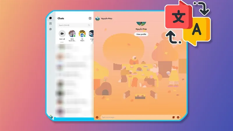 Giao diện ứng dụng Messenger trên máy tính trước khi thực hiện cách đổi ngôn ngữ cho máy tính.