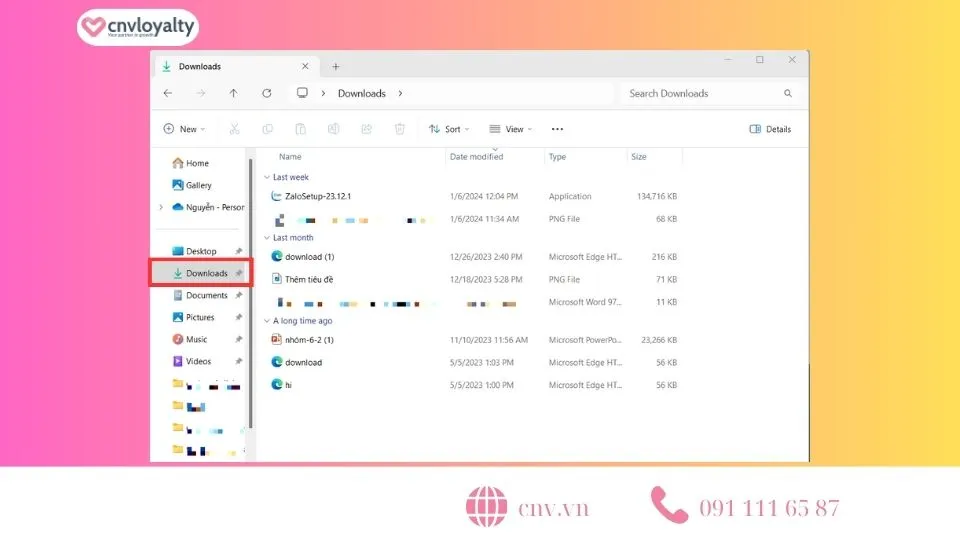 Truy cập nơi chứa file cài đặt Zalo
