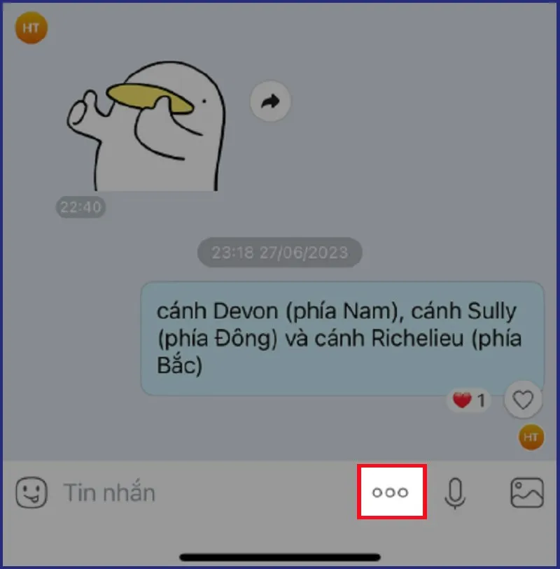 Chọn biểu tượng 3 dấu chấm