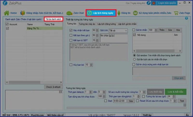 Chọn chức năng và chọn tải lại danh sách