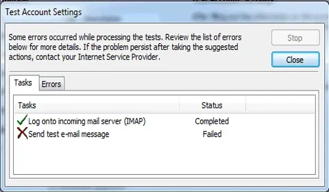 Chọn Close và quay trở lại bước 6 khi xuất hiện lỗi