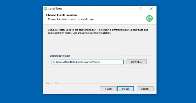 Chọn đường dẫn cài đặt