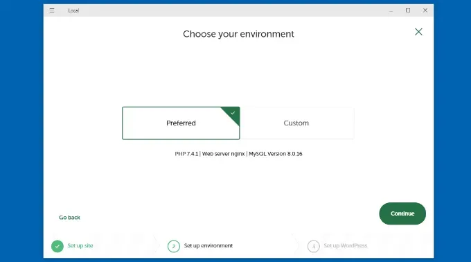 Chọn môi trường