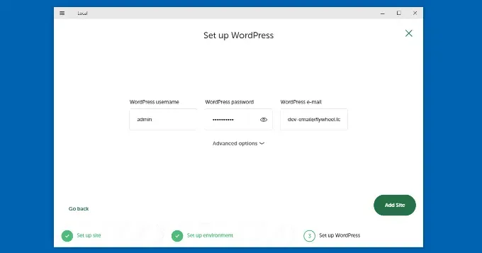 Chọn tên người dùng và mật khẩu