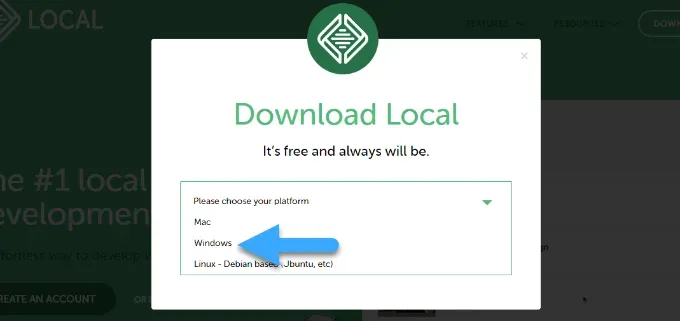Chọn Windows làm nền tảng