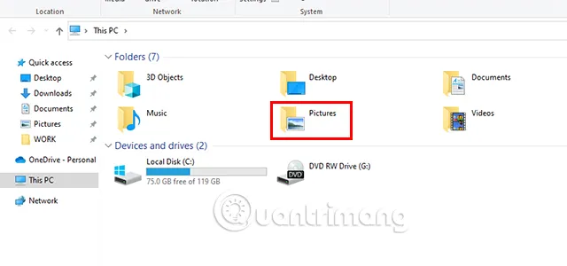 Truy cập thư mục Screenshot trong Pictures để tìm ảnh đã chụp trực tiếp trên máy tính Dell