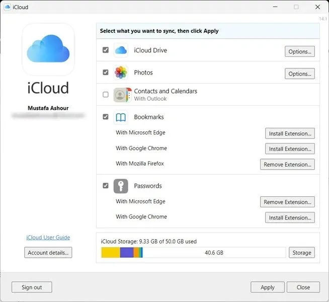 Cấu hình đồng bộ dữ liệu ảnh (Photos) từ iPhone sang ứng dụng iCloud trên máy tính Windows.