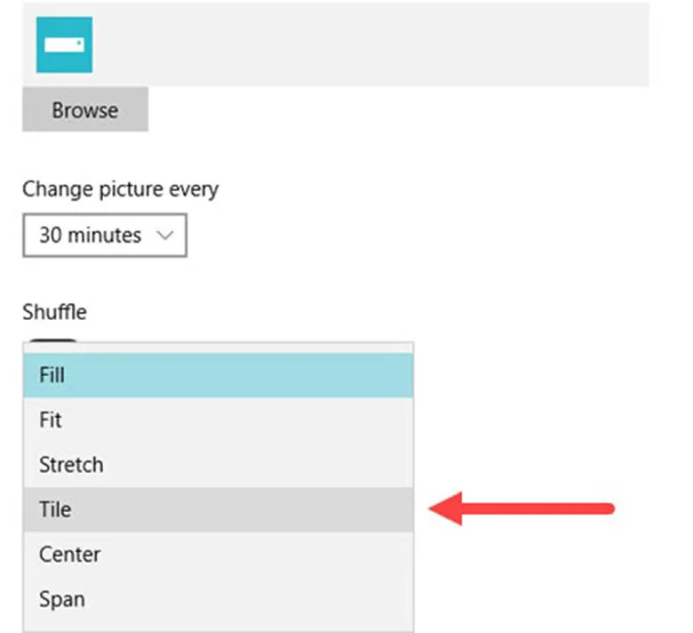Cài đặt Choose a fit: Fill, Fit, Stretch, Tile, Center, Span để tối ưu hiển thị hình nền