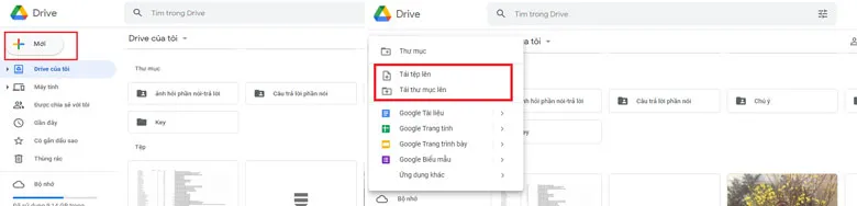 Các bước thực hiện tải tệp lên Google Drive bằng máy tính