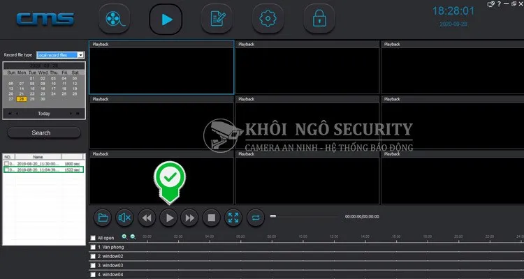 Bắt đầu xem lại hình ảnh camera Yoosee trên máy tính bằng cách nhấn Playback
