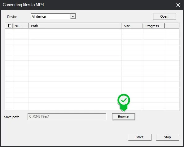 Cửa sổ Converting file to MP4 trong CMS Client Yoosee