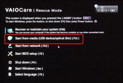 Cửa sổ Boot từ USB trong Boot Menu