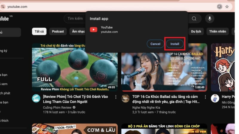 Cách Cài YouTube Cho Máy Tính Đầy Đủ Và Chi Tiết Nhất Bằng Ứng Dụng Web Lũy Tiến (PWA)
