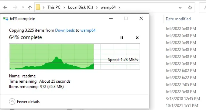 Dán thư mục WordPress vào Wamp