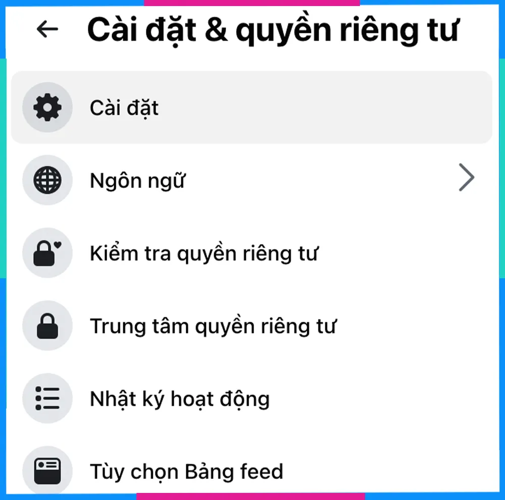 bước 1 truy cập cài đặt và quyền riêng tư để thực hiện cách đăng xuất facebook bằng máy tính