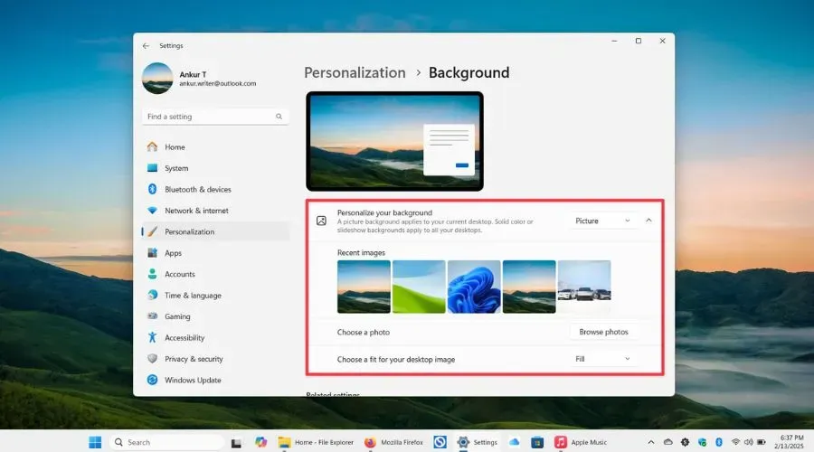 Đổi hình nền laptop Lenovo qua Settings