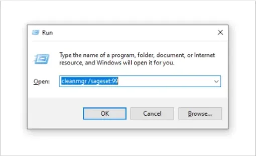 Dán lệnh vào ô tìm kiếm hộp thoại Run