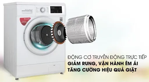 Động cơ truyền động trực tiếp – Êm ái, bền bỉ của Máy Giặt LG 9kg FM1209N6W