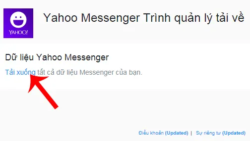 Nút Tải về (Download) dữ liệu lịch sử chat của Yahoo Messenger