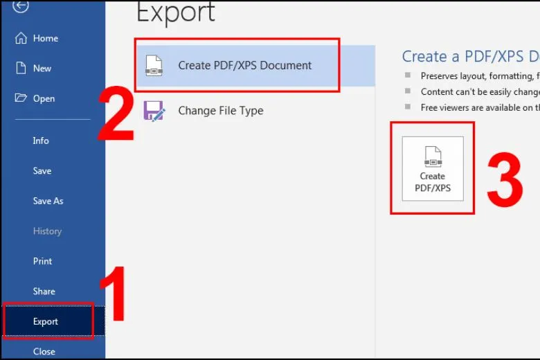 Sử dụng tính năng Export để chuyển Word sang PDF nhanh chóng