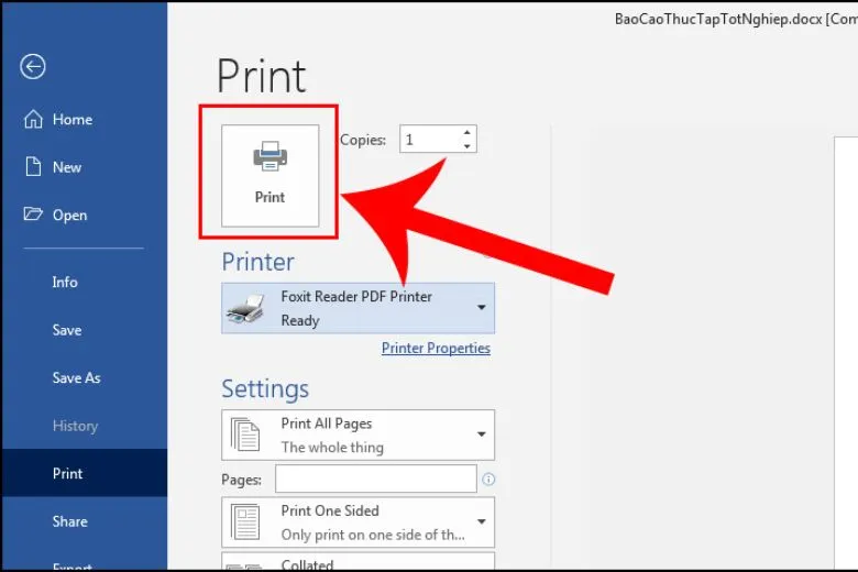 Chọn máy in ảo PDF để in tài liệu Word thành PDF
