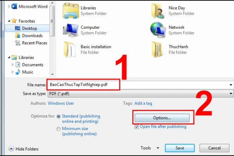 Bước 2: Chọn File và Save As để chuyển Word sang PDF