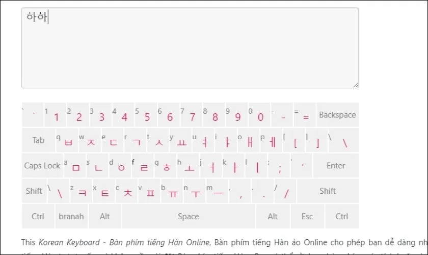 Sử dụng Korean Online Keyboard để thực hành gõ tiếng Hàn mà không cần cài đặt cố định