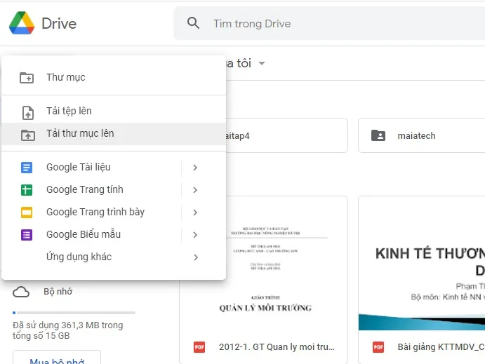 Tải lên tập tin cần chuyển đổi dữ liệu giữa 2 máy tính lên Google Drive