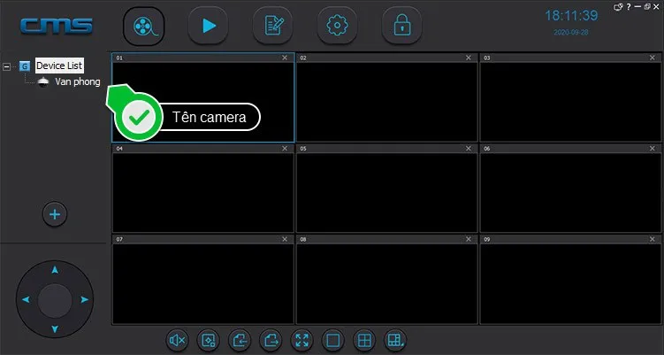 Giao diện xem trực tiếp các camera Yoosee đã kết nối trên máy tính