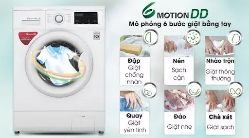 Giặt 6 Motion DD – Bảo vệ sợi vải tối ưu của Máy Giặt LG 9kg FM1209N6W