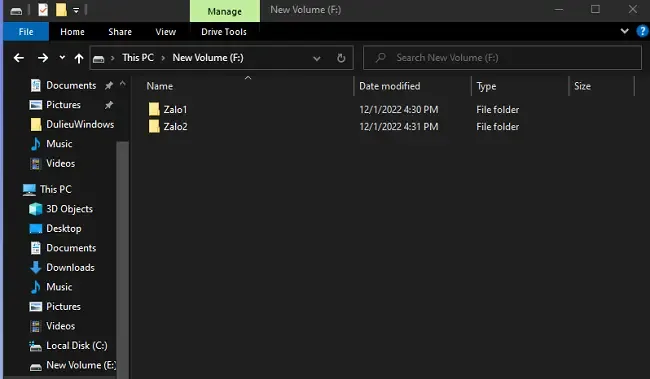 Sao chép và đổi tên các thư mục Zalo vào một ổ đĩa khác