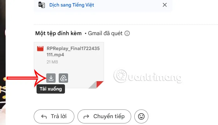 Biểu tượng tải xuống và lưu vào Google Drive cho tệp đính kèm trong email